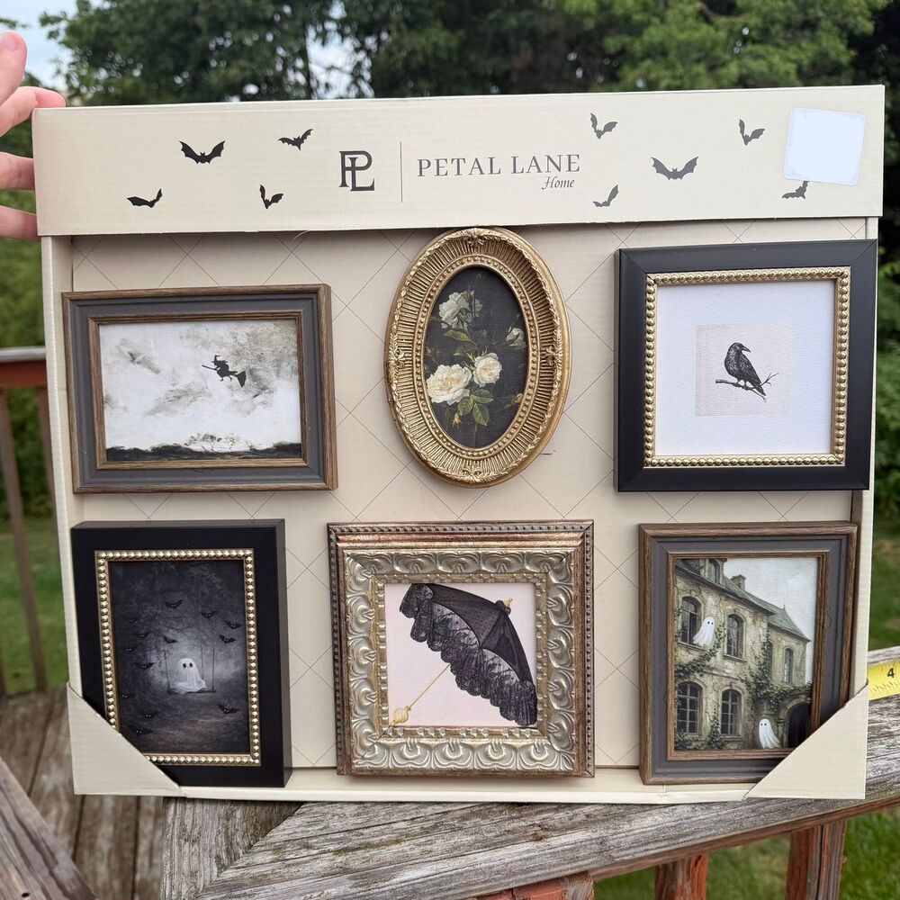 NEW Petal Lane Set of 6 Halloween Spooky Fall Mini Framed Art Prints